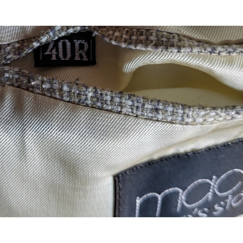 Macy's Savile Row 100% Silk Heathered Tweed Blazer Men's 40R Sand Beige 2 Button - Picture 11 of 16